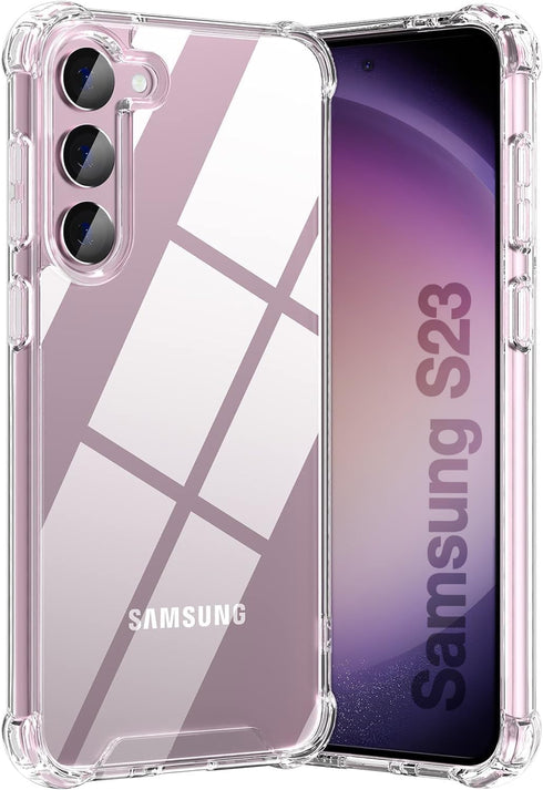 KIOMY Clear Case for Samsung Galaxy S23 5G, Shockproof Bumper Protective Cover with Hard PC Back & Flexible TPU