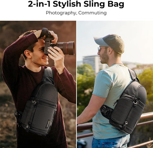 K&F Concept Waterproof Camera Sling Bag, Crossbody Backpack for DSLR/SLR/Mirrorless, Compatible with Canon/Nikon/Sony