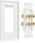 Cable Matters 2-Pack Speaker Wire Wall Plate, Gold Plated with Banana Plug Binding Post for 2 Speakers, White
