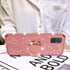 nancheng Cute Girls Women Glitter Silicone Phone Case for Samsung Galaxy A71 5G with Ring Stand Strap Lanyard - Rose