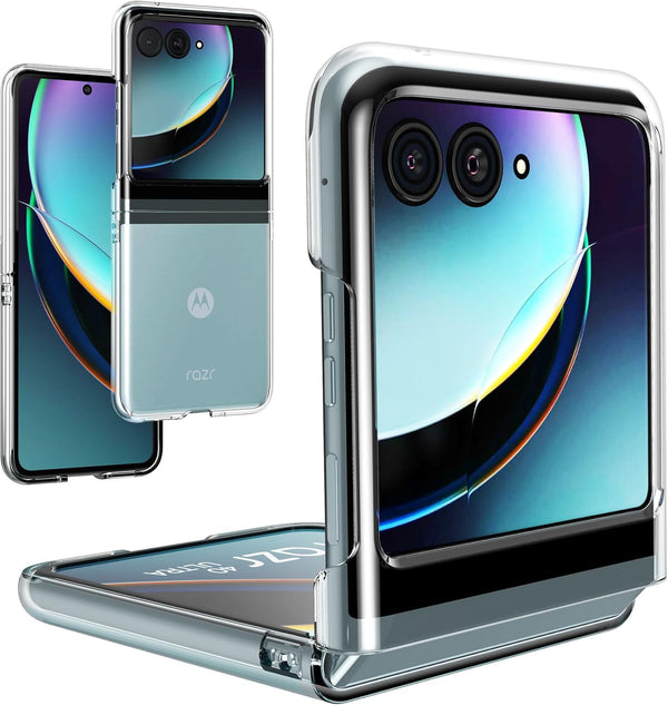 Foluu Motorola Razr+ 2023 Case, Clear Hard PC Back Bumper Protective Shockproof Scratch Resistant Case