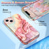 CASEFIV iPhone 13 Case, Rose Gold Marble Pattern, 3-in-1 Heavy Duty Shockproof Full Body Rugged Cover for 6.1" 2021.