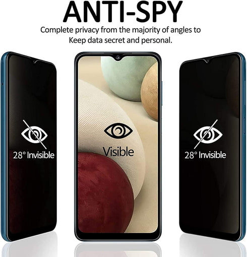 YWXTW Privacy Screen Protector for Samsung Galaxy A12/A13/A32 5G, Anti Spy Tempered Glass Protector, 2-Pack (Black)