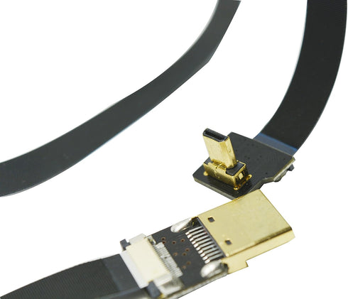 Flat Slim FPV HDMI Cable - Micro HDMI Male 90 Degree to Standard HDMI Male, Compatible with GoPro Sony Alpha A7RII