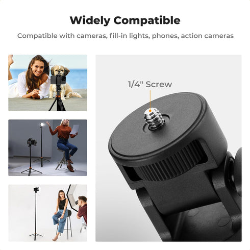K&F Concept 69" Extendable Light Stand with 1/4" Screw, 360° Ball Head Mini Tripod for Camera, Phone, Projectors