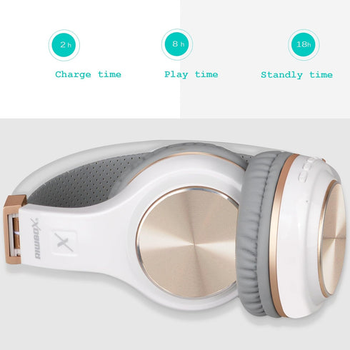 Riwbox Bluetooth Headphones, XBT-80 Folding Stereo Wireless Over Ear Headphones with Microphone and Volume Control,