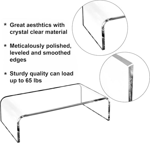 16 Inch AMT Acrylic Laptop Monitor Stand, Computer Riser with Cat Keyboard Protector, Space-Saving Design, Extra