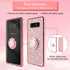 Cute Bling Glitter Phone Case for Samsung Galaxy Note 8, Shockproof 2-Layer Protective Cover with Ring Stand & Lanyard