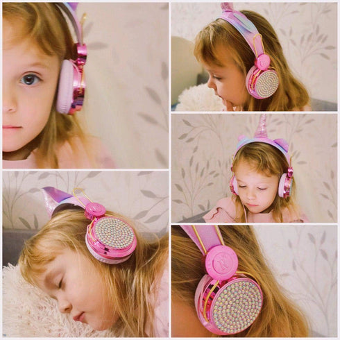 Unicorn Kids Headphones for Girls, Wired Headphones with Adjustable Headband, 3.5mm Jack, Over-On Ear Headset