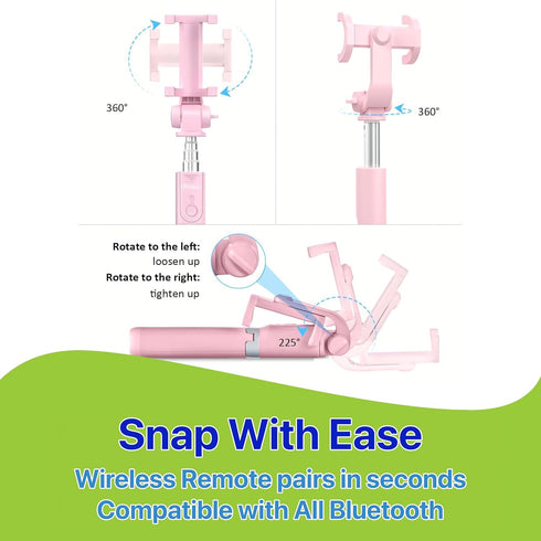 Pokanic Selfie Stick Tripod with Wireless Remote Shutter Controller, Carrying Pouch, Extendable Adjustable Stand Mount