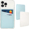 Dual Pocket Phone Card Holder - Leather Stick-On Wallet for iPhone & Android - White Blue - Perfect for Your Phone Case!