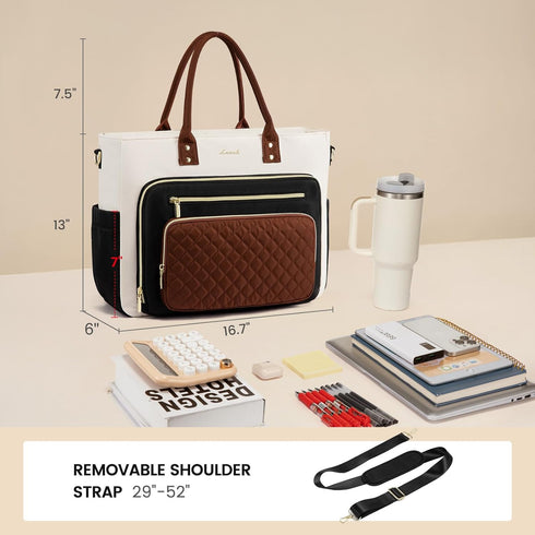 LOVEVOOK 15.6 Inch Teacher Tote Bag for Women Work, Laptop Bag With Large Cup Holder, Nurse Bags Professional Briefcase