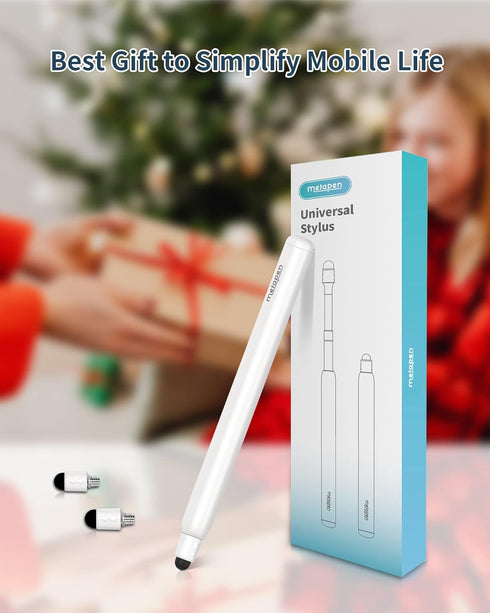 Metapen X1 Universal Stylus Pen for Touch Screens, 2-in-1 Retractable Pointer & Stylus, High Precision, Soft