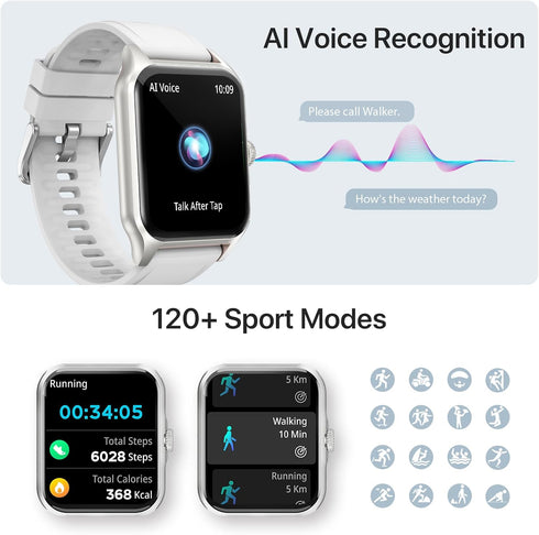 WalkerFit Smart Watch for Women, 1.84'' Big Screen Fitness Watch for Android, Running Smartwatch with Heart Rate