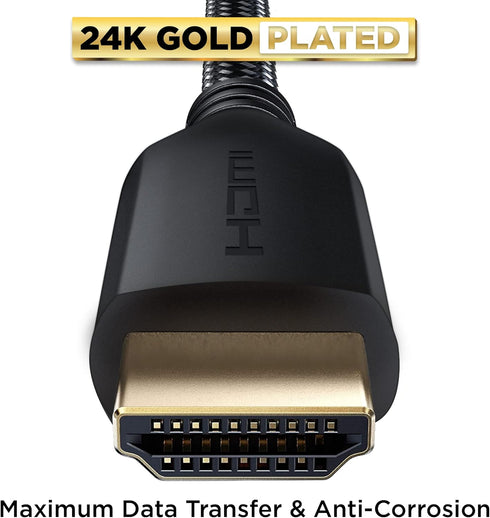 PowerBear 4K HDMI Cable 25 ft, 2 Pack, High Speed with Braided Nylon & Gold Connectors for PS5, Xbox One
