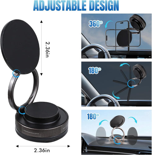 Wogomz 360 Vacuum Suction Magnetic Phone Holder, Foldable Retractable Car Cell Phone Holder with Suction Cup