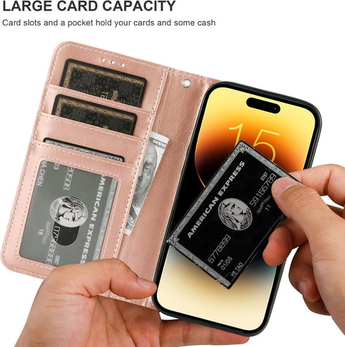 Bocasal 15 5G 6.1 inch Detachable Wallet Case for iPhone RFID Blocking Card Slots Holder Premium PU Leather Magnetic