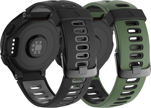 NotoCity Compatible Watch Bands for Forerunner 220, Black Buckle Sport Silicone Strap Replacement (2pcs)