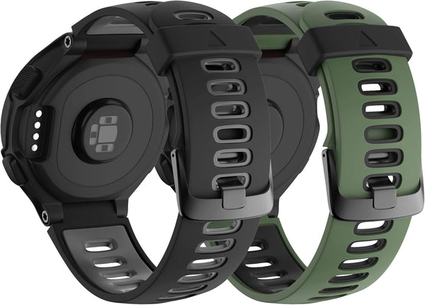 NotoCity Compatible Watch Bands for Forerunner 220, Black Buckle Sport Silicone Strap Replacement (2pcs)