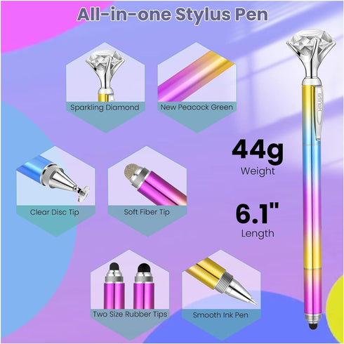 Stylus Pen, Big Diamond Multi-Tips, Universal Stylist Pen for Touch Screens, iPad, iPhone, Tablets & Cell Phones