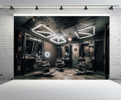 CHNYWORK 8ftx6ft Modern Stylish Barber Shop Backdrop Hairdresser's Workplace Hair Salon Hairstylist Haircut Barber