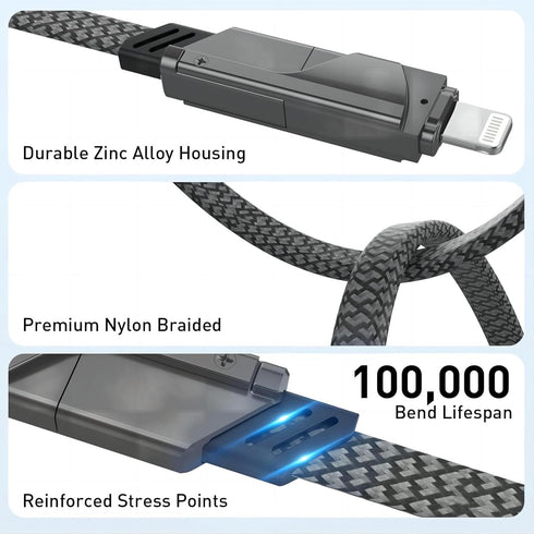 USB C Cable, 4 in 1 Multi Charger Cable, USB C Adapter for iPhone/iPad/MacBook/Samsung and All USB C Devices