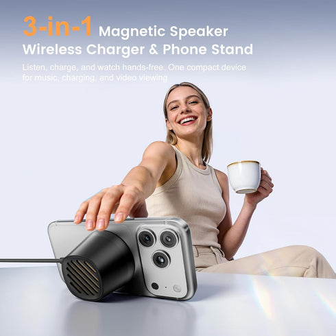 Hotwill 2.85oz 5W 7H Portable Bluetooth Speakers with Magnetic Stand & Wireless Charging, Mini Bluetooth Speaker