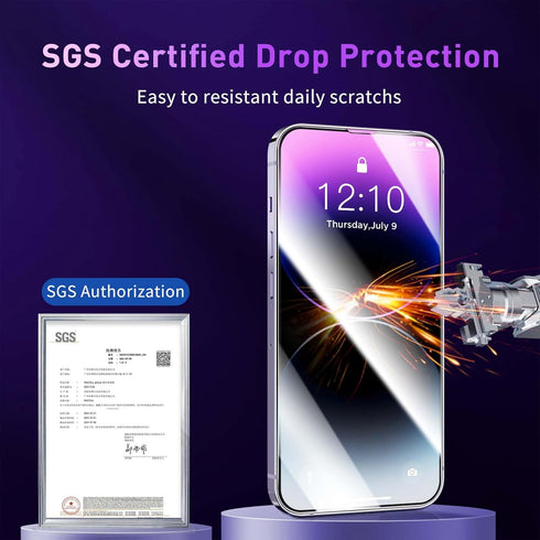 MOCOLL iPhone 14 Screen Protector - Military Grade Tempered Glass, Full Coverage, Scratch Resistant, 2 Pack, Drop