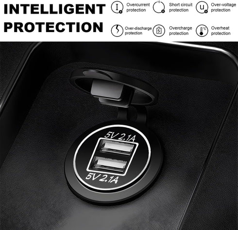 SHMZK 4.2A 12V/24V 2.1A 2.1A Dual USB Charger Socket, Waterproof Power Outlet & Quick Charge Socket, USB Charger Socket