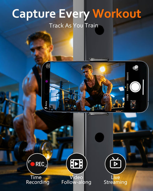 Sunmig 360 4-7" Gym Magnetic Phone Holder Mount, Portable Rotatable Powerful Magnet Base Phone Mount for Gym Equipment