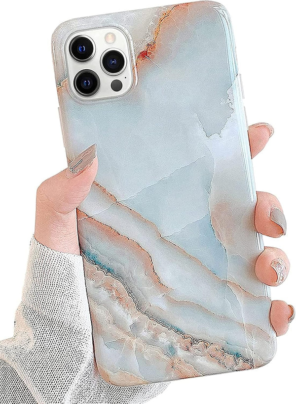 J.west Case for iPhone 13 Pro Max, Unique Grey Marble Print Pattern, Soft TPU Slim Fit Cover