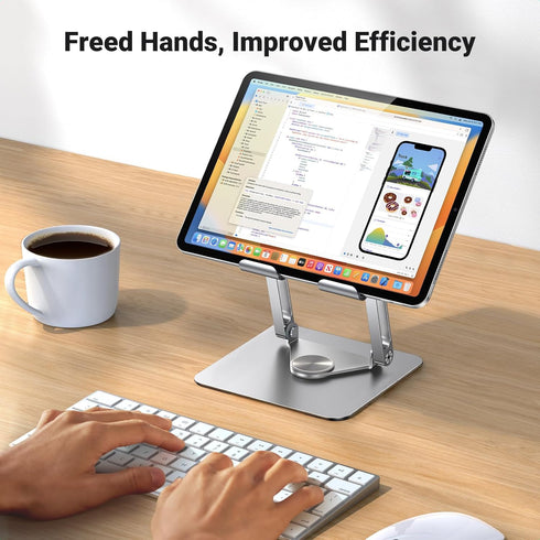 UGREEN 360 13 12 11 5 4 3 Tablet Stand Holder for Desk with Rotating Base Aluminum Dual Rod Support Adjustable Home