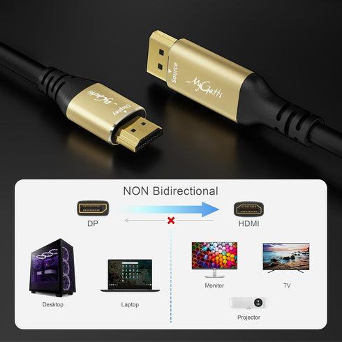 Mygatti 4K 30FT, DisplayPort to HDMI Cable DP to HDMI Video Uni-Directional Cord Adapter, Compatible with Dell, NVIDIA