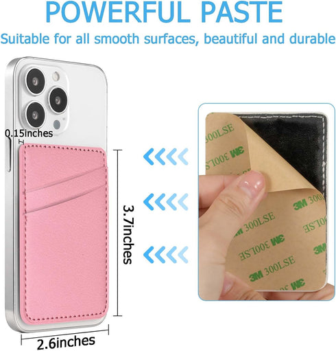 Leather Phone Card Holder Wallet, Stylish Sticker Phone Case Credit Card Holder, Suitable for iPhone, Samsung, Android,