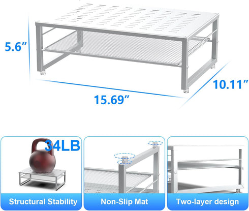 gianotter 2-Tier Metal Monitor Stand Riser, Desk Organizer for Office Supplies in White
