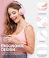 rockpapa E7 Over Ear Wireless Bluetooth Headphones with Mic, Foldable Wired/Wireless Headphones for Kids, Pink White