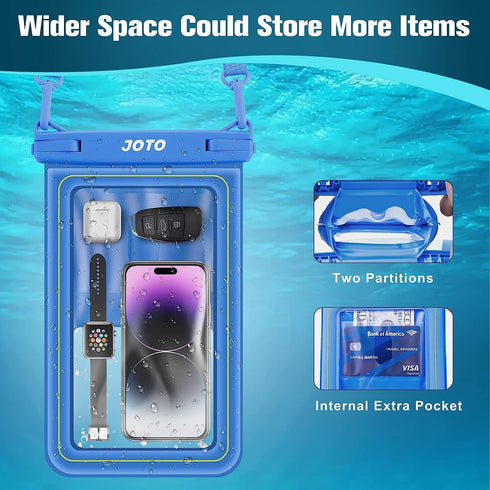 JOTO IP68 Large Waterproof Floating Phone Pouch, Dry Bag Cellphone Holder Case for iPhone 15 14 13 12 11 Pro Max Galaxy