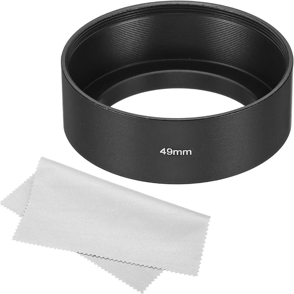 PATIKIL 49mm Lens Hood, Standard Focus Frosted Surface Anti-reflective Inside Hood with Cleaning Cloth for Nikon,