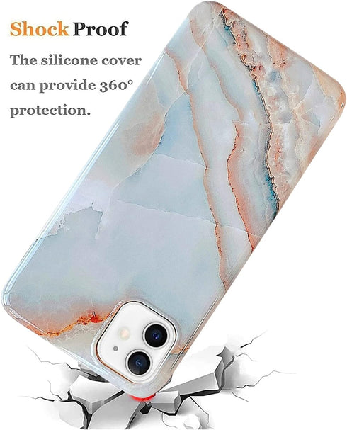 J.west iPhone 12/12 Pro Case 6.1-inch, Luxury Grey Marble Design, Ultra Slim Thin Flexible Soft Rubber TPU Cover for