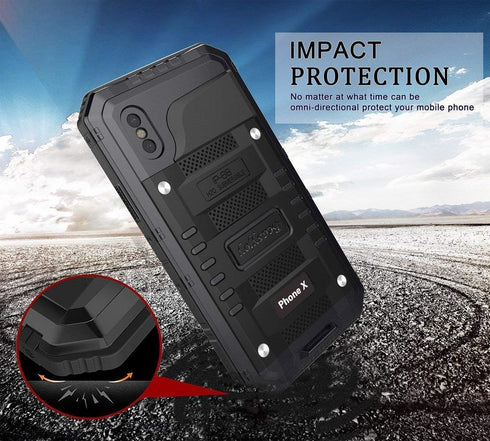 Beasyjoy Heavy Duty Metal Case for iPhone Xs/X/10, Waterproof Tough Cover with Full Body Protection, Black