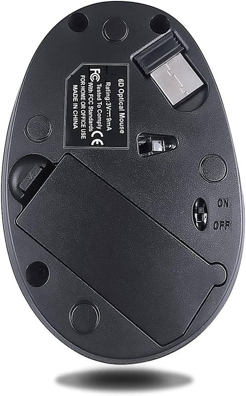 Left-Handed Mouse, 2.4GHz Ergonomic Vertical DPI 800/1200/1600 Wireless Mouse with USB Receiver for Small Hand, Black