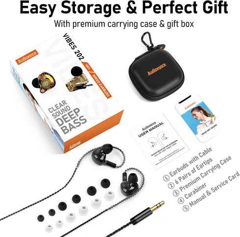 Vibes 202 Wired Earbuds - HiFi in Ear Monitor Headphones with Professional Noise Isolating Sound