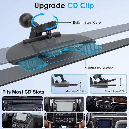 EEEKit 20 N52 12-17 Magnetic CD Slot Phone Holder for Car, Strong Magnets Vent Mount, Adjustable CD Slot Car Mount