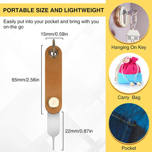 Weewooday 20 Pcs Universal Sim Card Removal Tool, Eject Pin with 1 Detachable Keychain Charm for Smart Phones and