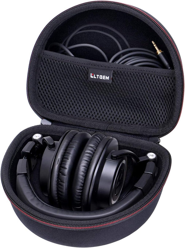 Audio-Technica ATH-M30X / ATH-M50X / ATH-M40X / ATH-M50xBT2 Headphone Case - Hard Protective Travel Bag (Black)