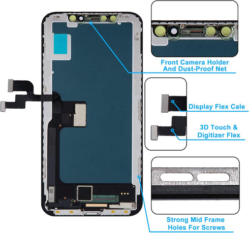 Screen Replacement for iPhone X - 5.8" 3D Touch Display Full Repair Kit, Digitizer Assembly with Tools Set