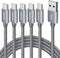 CLEEFUN 6ft USB C Cable 5-Pack, Fast Charging Braided Cord for iPhone 15 Pro Max, Samsung Galaxy S24/S23/S22/S21/S20