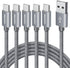 CLEEFUN 6ft USB C Cable 5-Pack, Fast Charging Braided Cord for iPhone 15 Pro Max, Samsung Galaxy S24/S23/S22/S21/S20