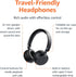 Amazon Basics Bluetooth Wireless On Ear Headphones with Microphone, 35 Hour Playtime, Foldable, One Size, Black
