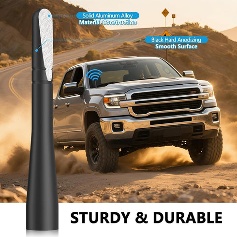 SZSAUTO 4 Inch Short Car Antenna, Aluminum Car Truck Antenna Replacement Mast, Vehicle Stereo AM FM Radio Antennas
